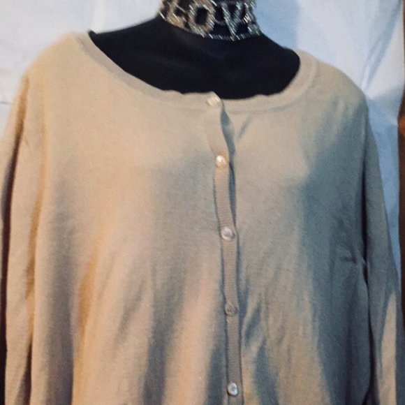 Lane Bryant Sz 28W Tan/Gold Shimmer Cardigan - Picture 1 of 6